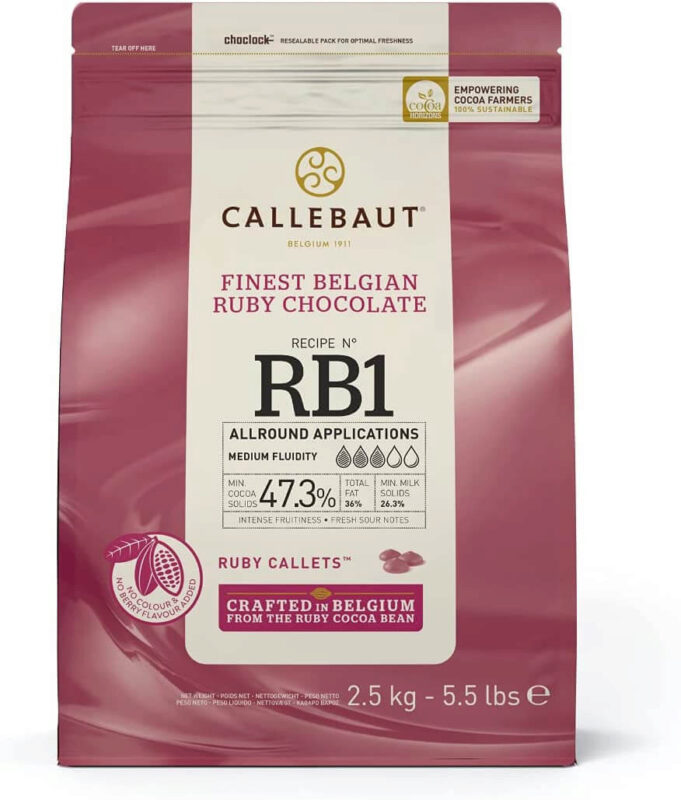 *FDS* CALLEBAUT CHR-R35RB1-E4-U70 CHOCOLAT RUBY CALLETS 2.5KG **voir RB2