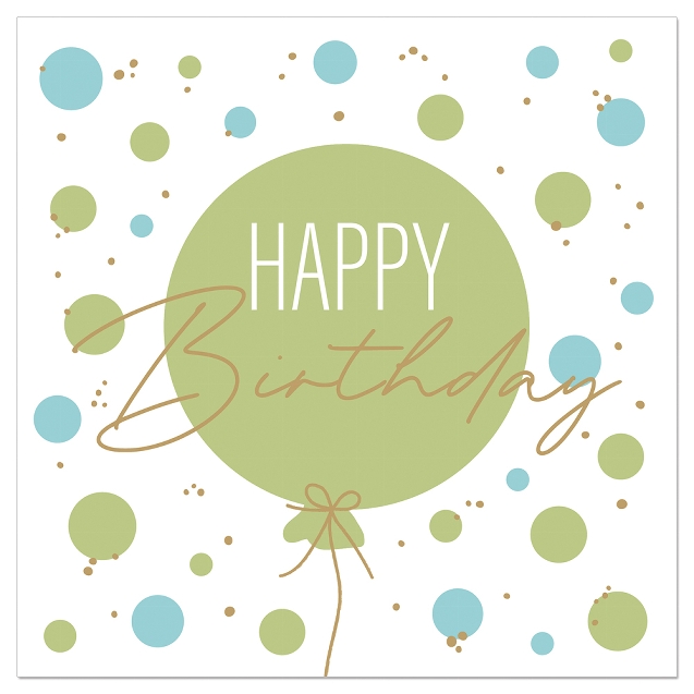 ARTEBENE NAPKIN 33X33CM GREEN BALLOON HAPPY BIRTHDAY 20PCS