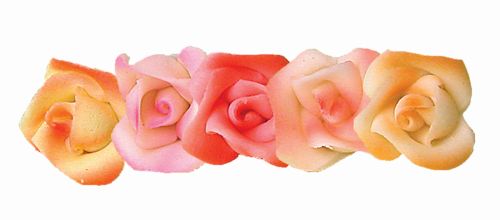 ASSORTED MARZIPAN AERO ROSES 5 PETALS 4CM 35 PCS