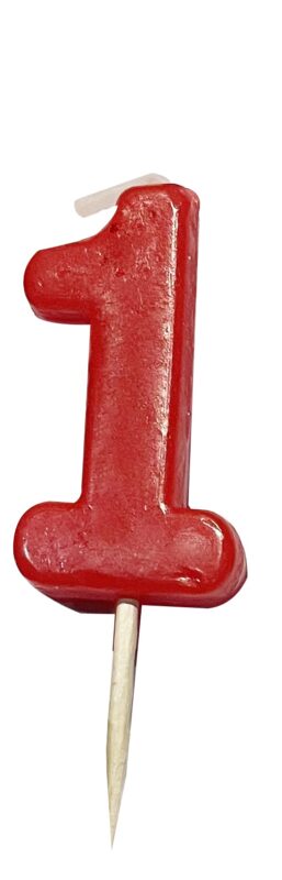 NUMBER CANDLE PM PIC RED N°1 12 PCES