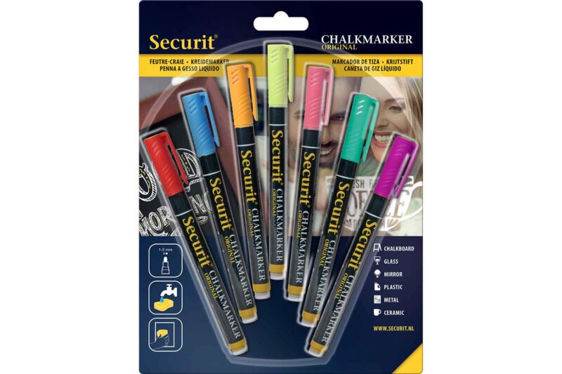 SECURIT SET 4 FEUTRES CRAIE 2-6MM COLORIS ASSORTIS