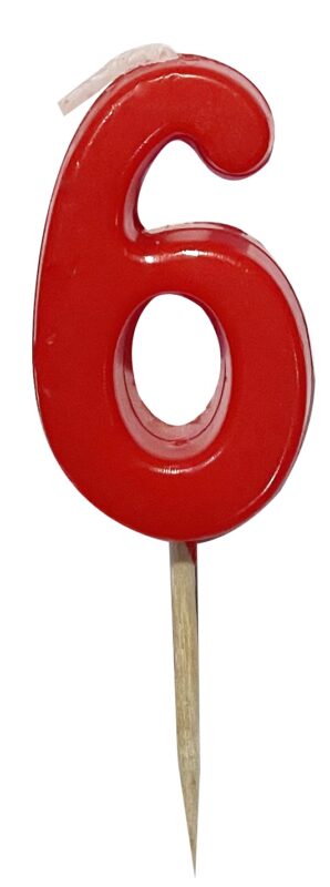 BOUGIE CHIFFRE PM PIC ROUGE N°6 12PCES