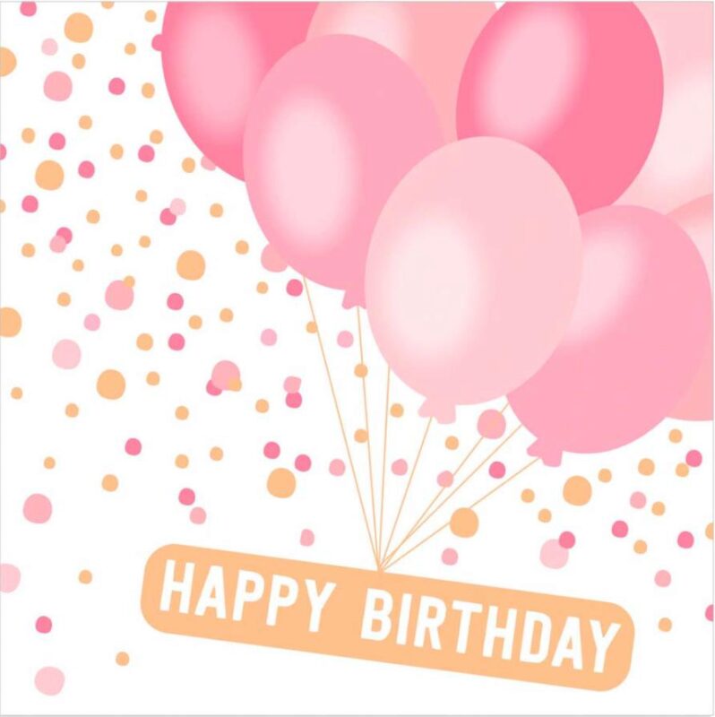 ARTEBENE SERVIETTE 33X33CM HAPPY BIRTHDAY BALLON OR ROSÉ" PAQUET DE 20 PCES