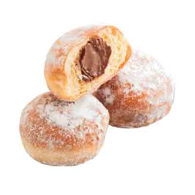 RMM 27056 MINI RONDE BEIGNET MET CHOCO EN HAZELNOOTVULLING 70X 21GR = DOOS