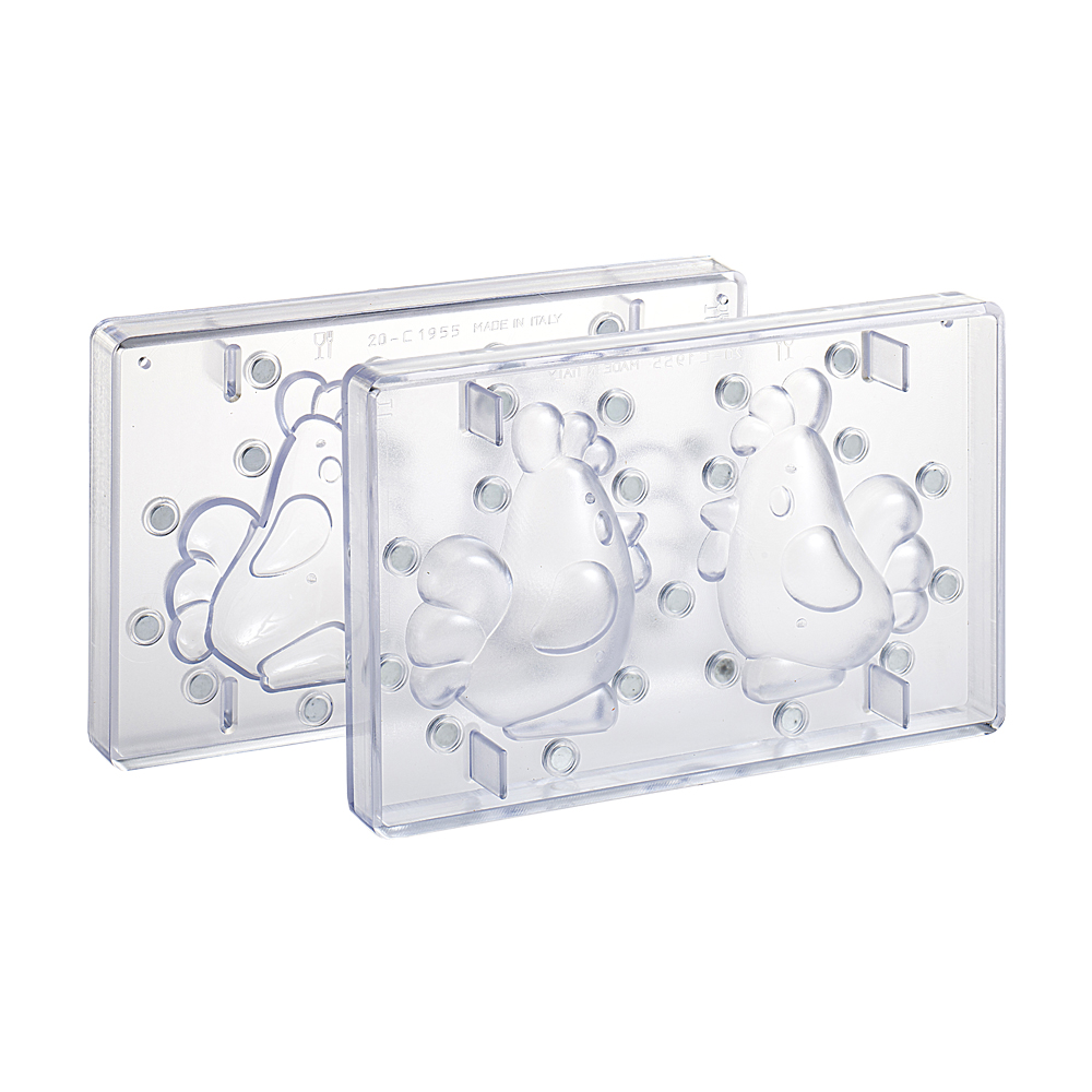 SET VAN 2 MAGNETISCHE VORMEN VOOR CHOCOLADE 3D HAAN 2CAVITEITEN 10X16XH12,6CM ±80GR