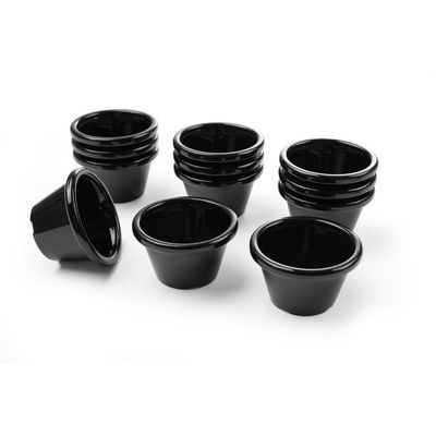 HENDI SET 12 RAMEQUINS NOIR UNI 45ML 6X6X3.5CM MELAMINE