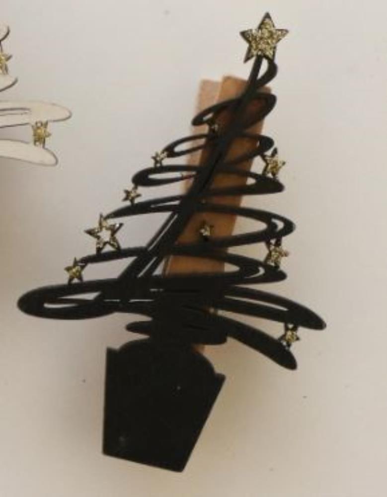 PINCE " SAPIN NOIR AVEC ÉTOILES D'ORH: 85 X L: 55 X B: 15 MM PAQUET DE 6 PCES
