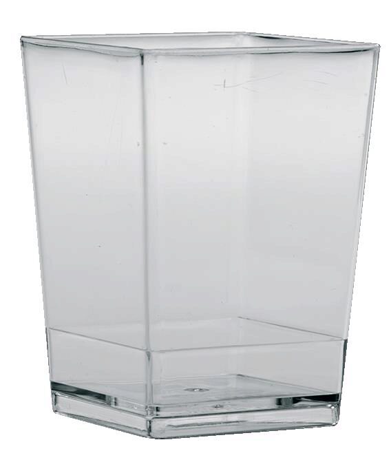 PLASTIEK GLAASJE KUBUS 150ML 100 STUKKEN=ZAK