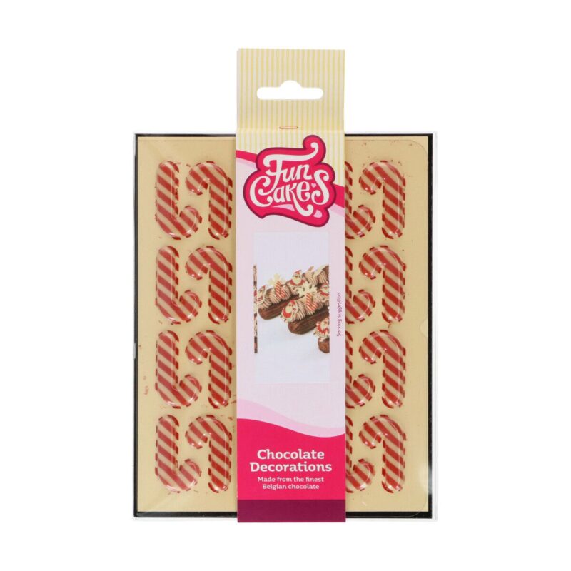 FUNCAKES CANDY CANE 3X2CM IN CHOCOLATE 24 PIECES