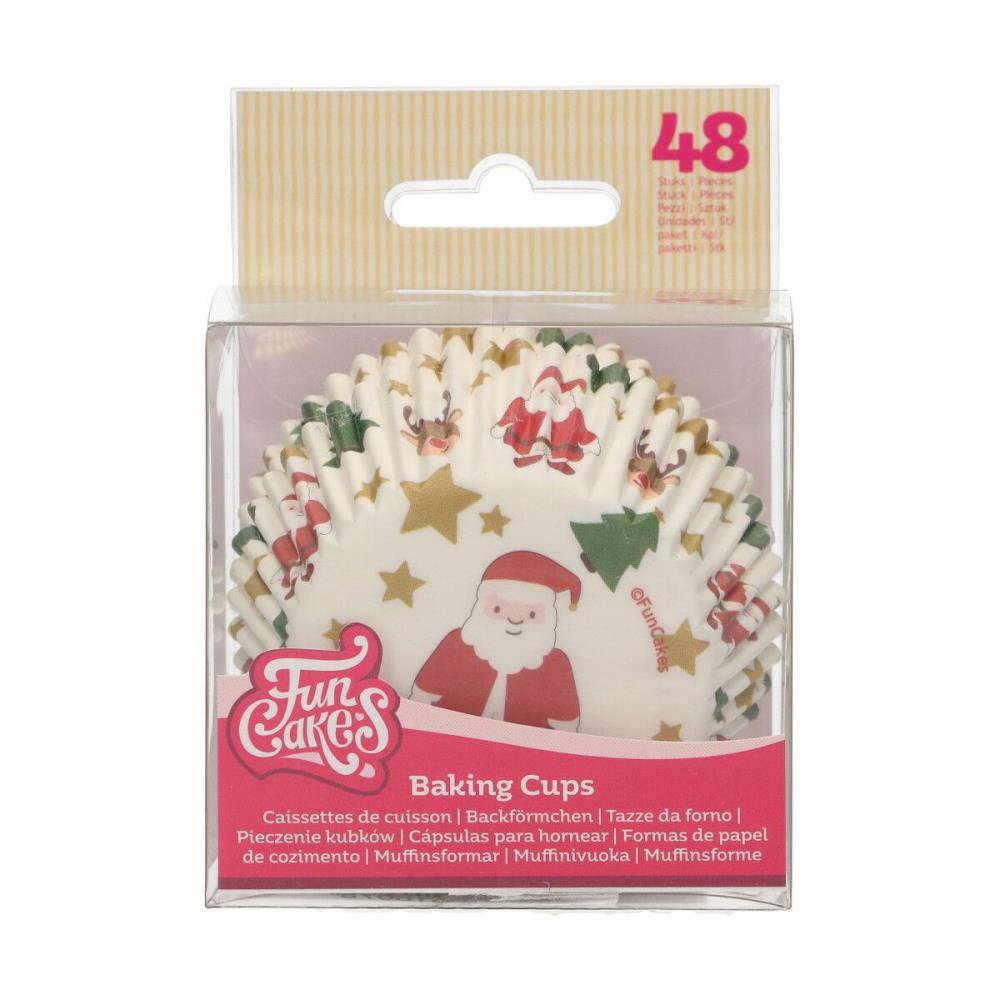 FUNCAKES CHRISTMAS THEMED CUPCAKE CASES 48 PCES FOST+ INCLUDED