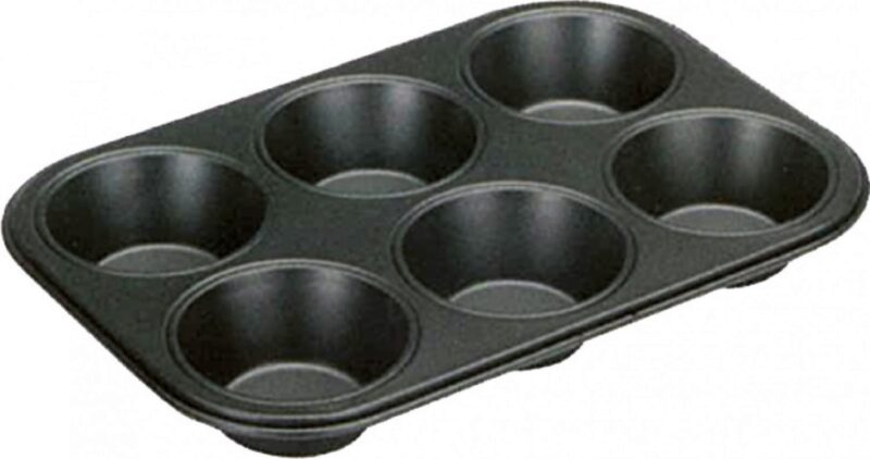 IBILI PLAQUE 6 MUFFINS 7CM-26X18.1XH3.2CMACIER ANTI-ADH.