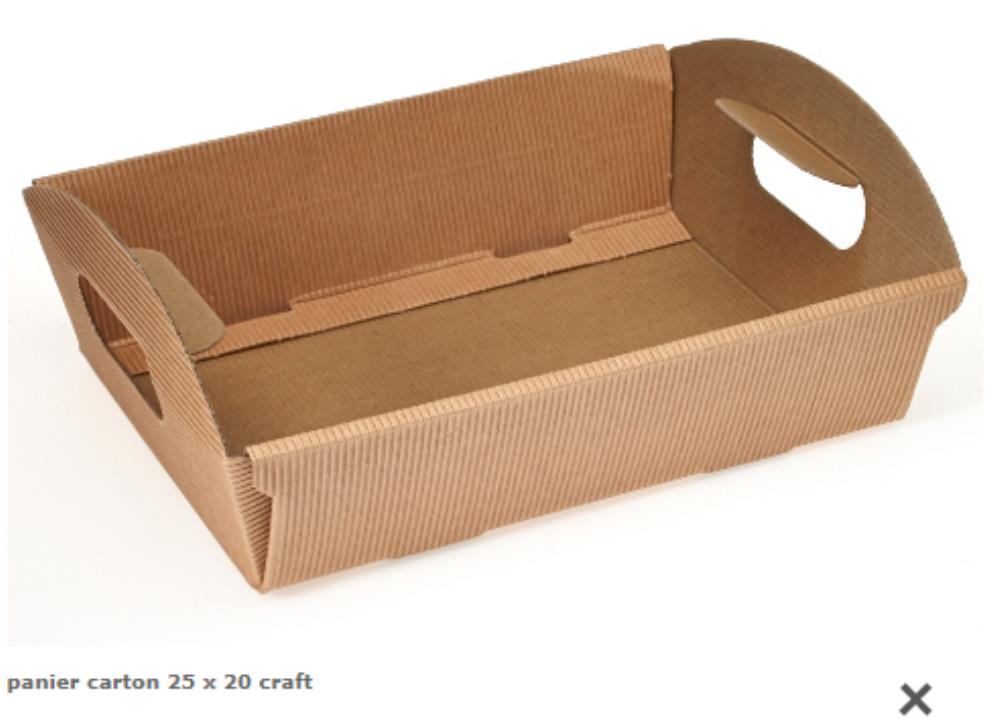 PANIER CARTON 25 X 20 X 6/9HT  KRAFT AVEC POIGNEE FOST+ INCLUS