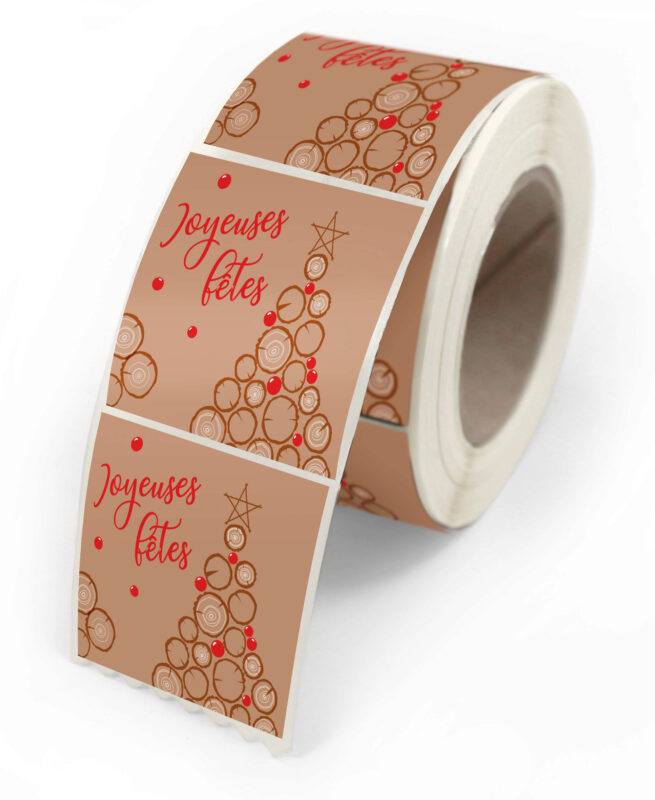 ETIQUETTES ADHESIVES JOYEUSES FETES "CELEBRATION" 4X3,5CM ROULEAU DE 500