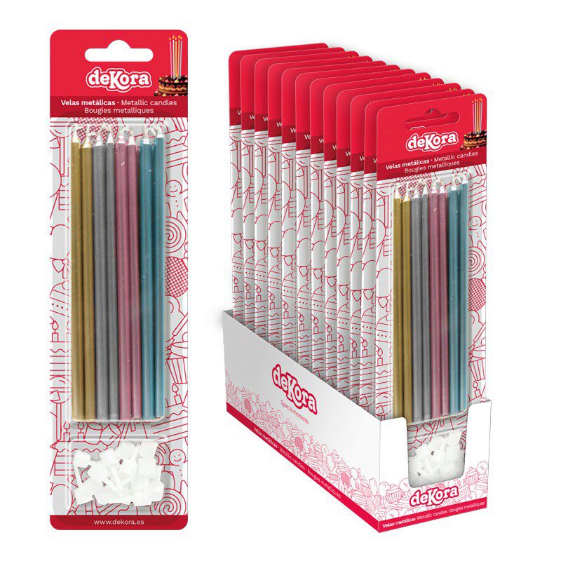 KAARS GOUD, ZILVER, ROOS, BLAUW 13CM 16 STUKS