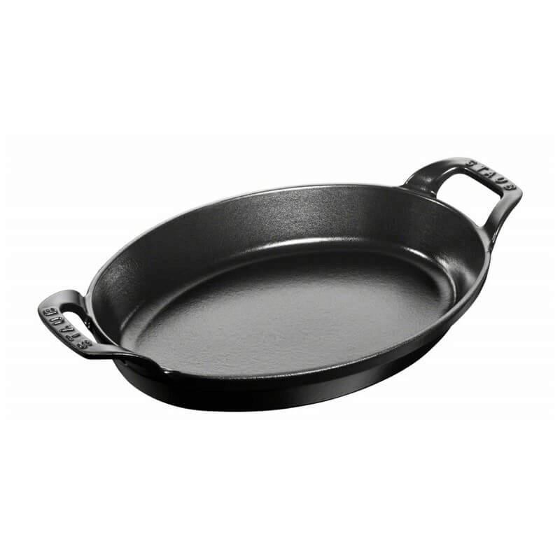STAUB OVALE GIETIJZEREN SCHAAL 28 CM ZWART STAPELBAAR