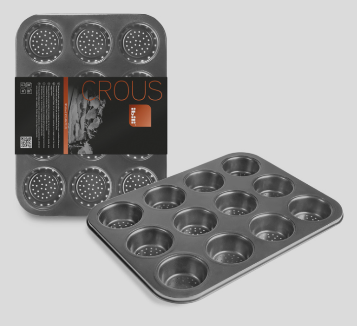IBILI "CROUS"MOULE 12 MUFFINS 35X6XH3.0CM PERFORE
