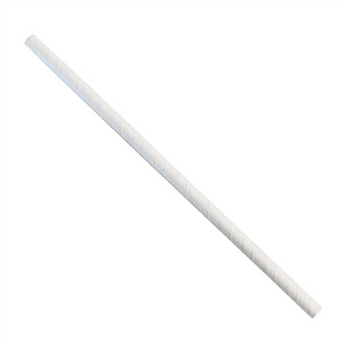 WHITE RIGID PAPER STRAW 24CM DIAM 8MM 100PCS