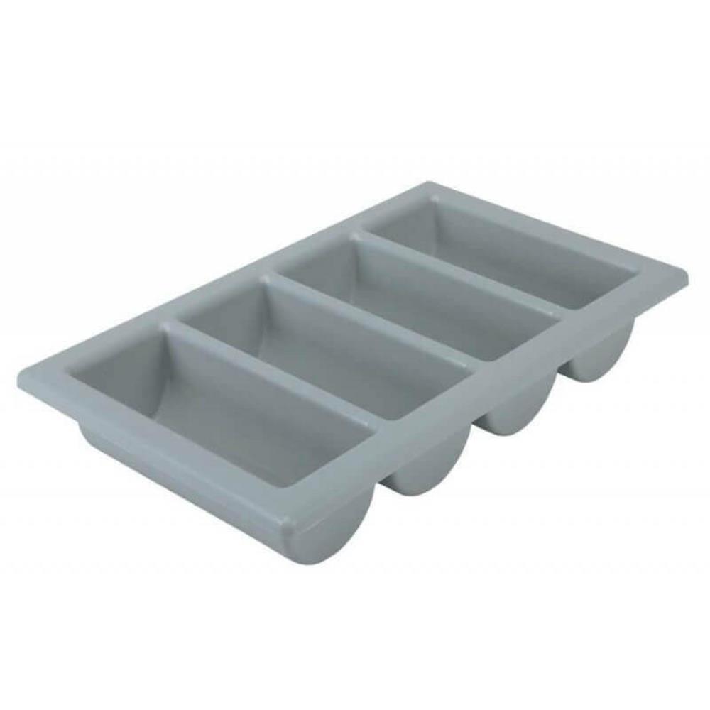 CASIER COUVERTS 4 COMPARTIMENTS GRIS