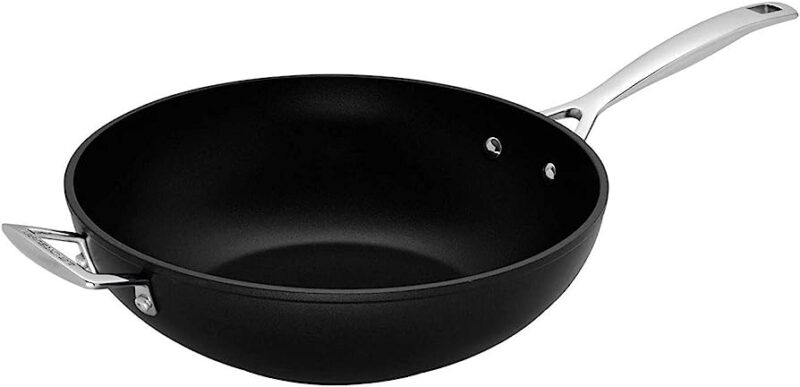 LE CREUSET LES FORGEES WOK ANTI-ADH.30CM1 MANCHE + CONTRE POIGNEE