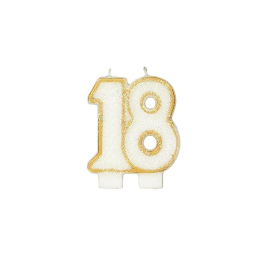18th ANNIVERSARY CANDLE WITH GOLD EDGE, 6CM HIGH