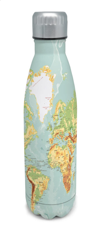 NERTHUS STAINLESS STEEL BOTTLE 500ML "LE MONDE" DOUBLE WALL