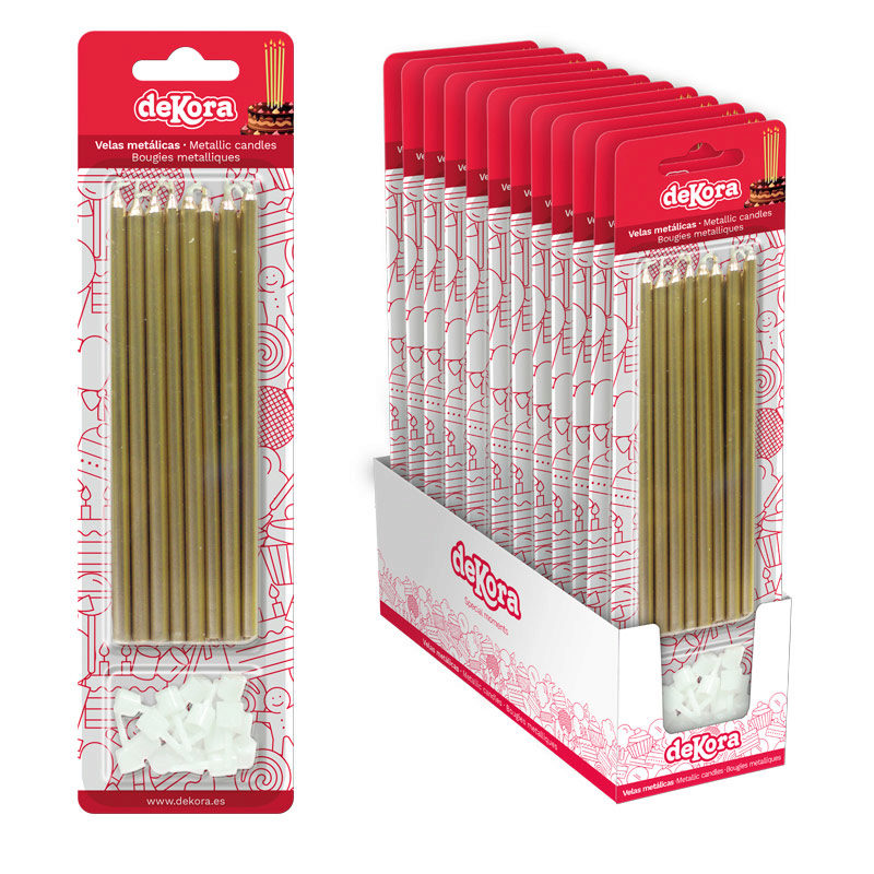 GOLD CANDLE 13CM 16 PCES