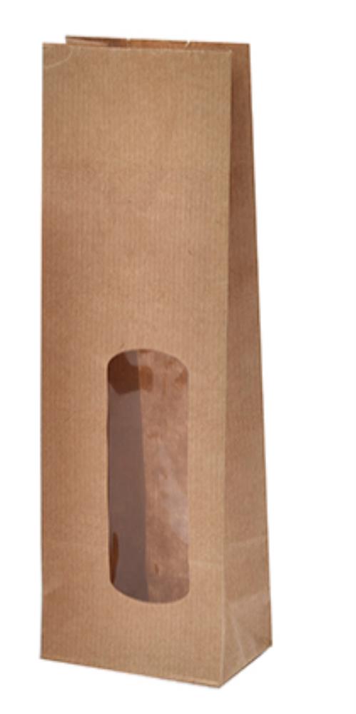 SACHET KRAFT AVEC FENETRE  80 X 50 X 240MM 100PCES