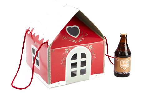 ROOD EN WIT HUIS DOOS MET TOUW24,5X24,5CM HT15/28