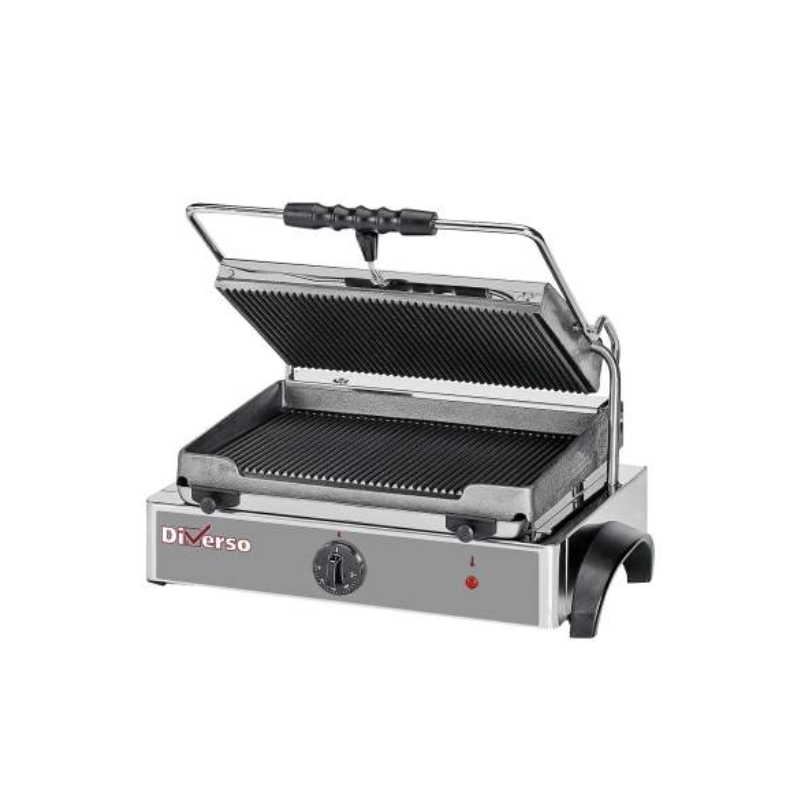 DIVERSO GRILL PANINI MEDIUM PLAQUES RAINURÉES 365X255MM - 230V - 3.0Kw