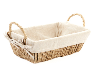 PANIER RECTANGULAIRE KRAFT AVEC TISSU NATUREL 30X20XH10CM