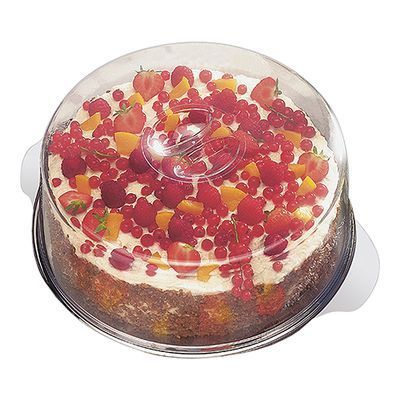 PLATEAU TARTE INOX 18/0-30CM A/CLOCHE TRANSPARENTE