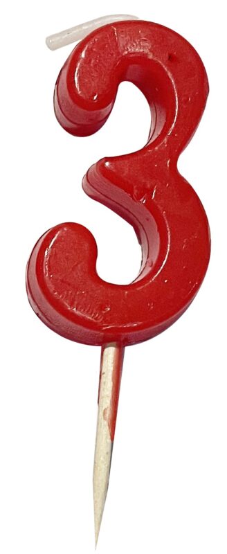  NUMBER CANDLE PM PIC RED N°3 12PCS
