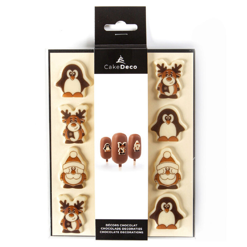 2039705 PÈRE NOEL/CERF/PINGOUIN 2D EN CHOCOLAT 4CM 3PCES