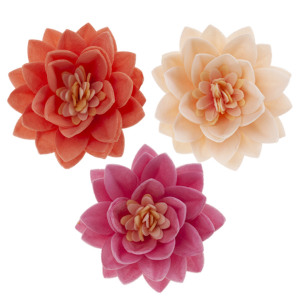 + FLEUR LOTUS ORANGE&CREME&ROSE 7CM   AZYME  15 PCES