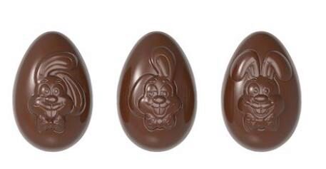 FUNNY BUNNY'S 3 FIG. EGG CHOCOLATE MOLD CW12048 13.5X27.5CM * 2X3 *71.5GR