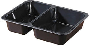 DUNI PLASTIC TRAY 2 COMPARTMENTS 225X175X43MM 655/455ML 300PCS