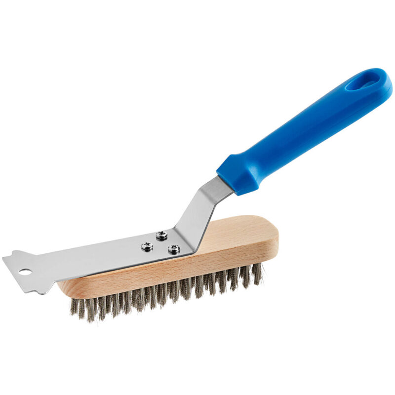 GI-METAL BROSSE POUR GRILLE AVEC SOIES ACIER INOX MANCHE PLASTIQUE