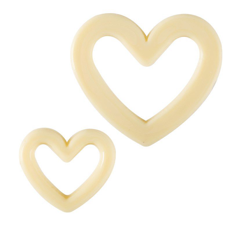 2068038 EMPTY HEART DIA4CM WHITE CHOCOLATE 48PC***S/CD***