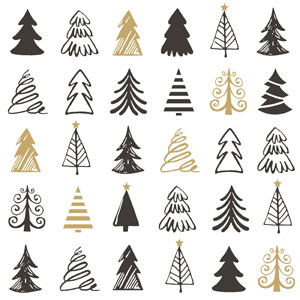 *FDS*DUNI SERVIETTES SAPINS GRAPHIQUES 33X33CM 20PCES