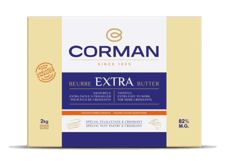 CORMAN 26850901 (PP) BEURRE EXTRA 82% AMBIANCE CHAUDE AVEC CAROTENE FEUILLETAGE & CROISSANT 5 X 2 KG 