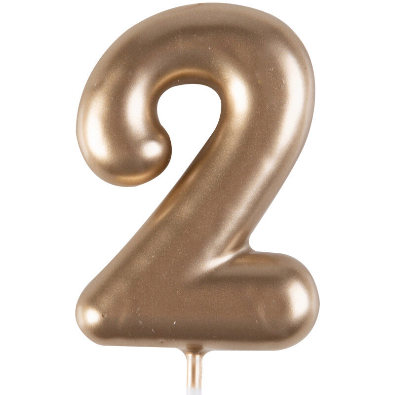 *RUPTURE -> FIN JUILLET*1023842 BOUGIE CHIFFRE OR "2" 4CM 12 PCES***S/CD***