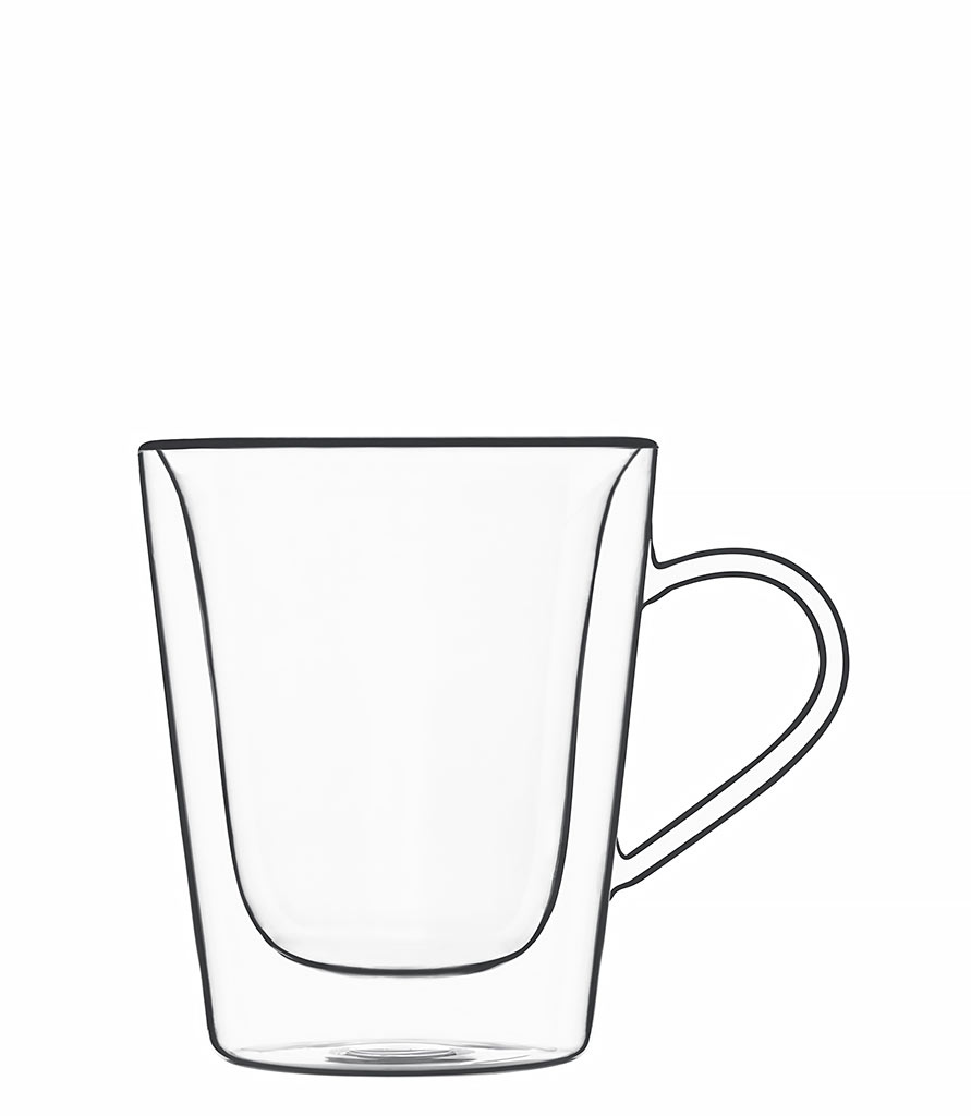 LUIGI BORMIOLI SET VAN 2 GLAZEN "KOFFIE & THEE MOK" 22CL DUBBELWANDIG