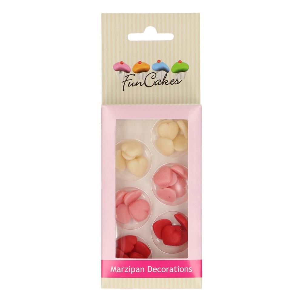 FUNCAKES MARSEPEIN DECORATIE HARTJES KLEIN ASSORTI 1CM 30 PCES