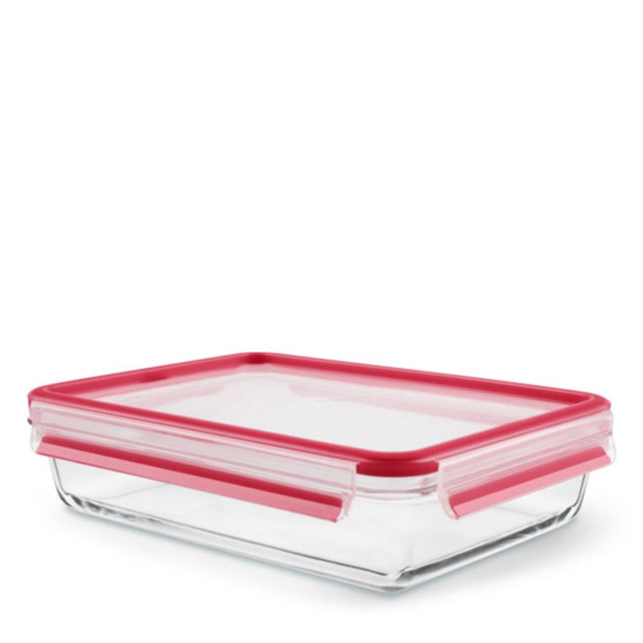 TEFAL AIRTIGHT GLASS BOX 2.0L RECTANGULAR/RED