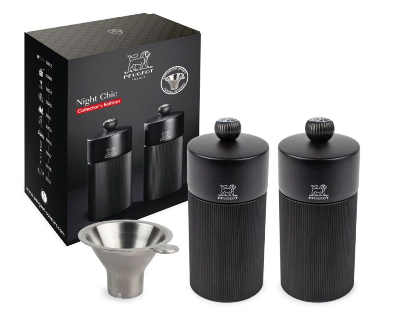 *FF*PEUGEOT COFFRET  LINE "NIGHT CHIC"LIMITED MS+MP 12CM CARBONE NOIR MAT