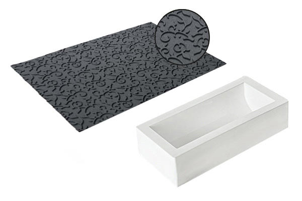 SILIKOMARTVORM KERSTSTRONK MET ARASBESK RELIEFMAT 250X90MM H70MM=KIT