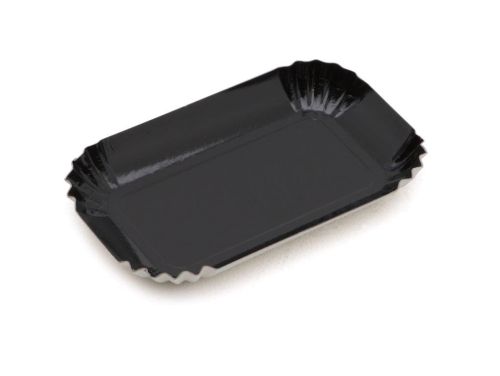 ASSIETTE CARTON RECTANGULAIRE NOIR 95 X 50MM  FOST+ INCLUS 100 PIECES 