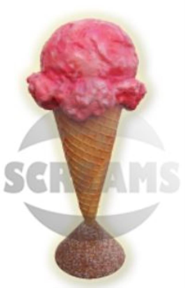 CORNET GEANT 1 BOULE GLACE HT135CM TROTTOIR/PC SOCLE BETON