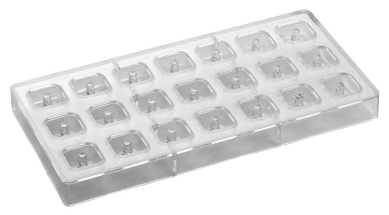 SQUARE POLYCARBONATE PRALINE MOLD 275X135MM21 PRALINES OF 10GR**26X26 X16HTMM
