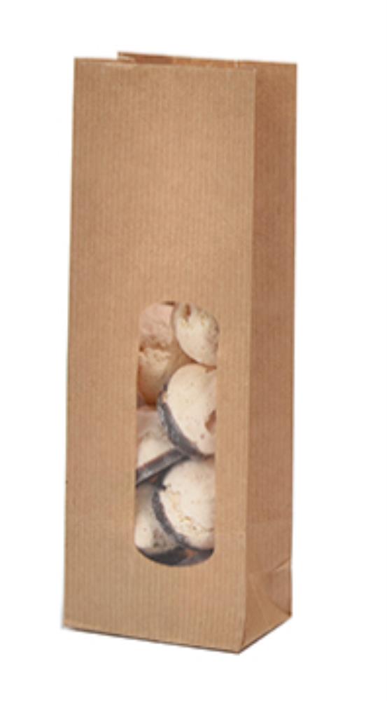 SACHET KRAFT AVEC FENETRE 70 X 40 X 200 MM 100PCES
